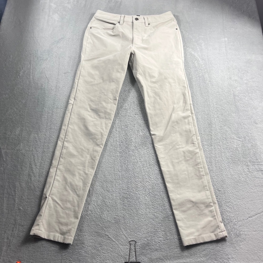 Lululemon ABC Slim-Fit 5 Pocket Pant 32" Utilitech Mens 28 Light Bone Ivory